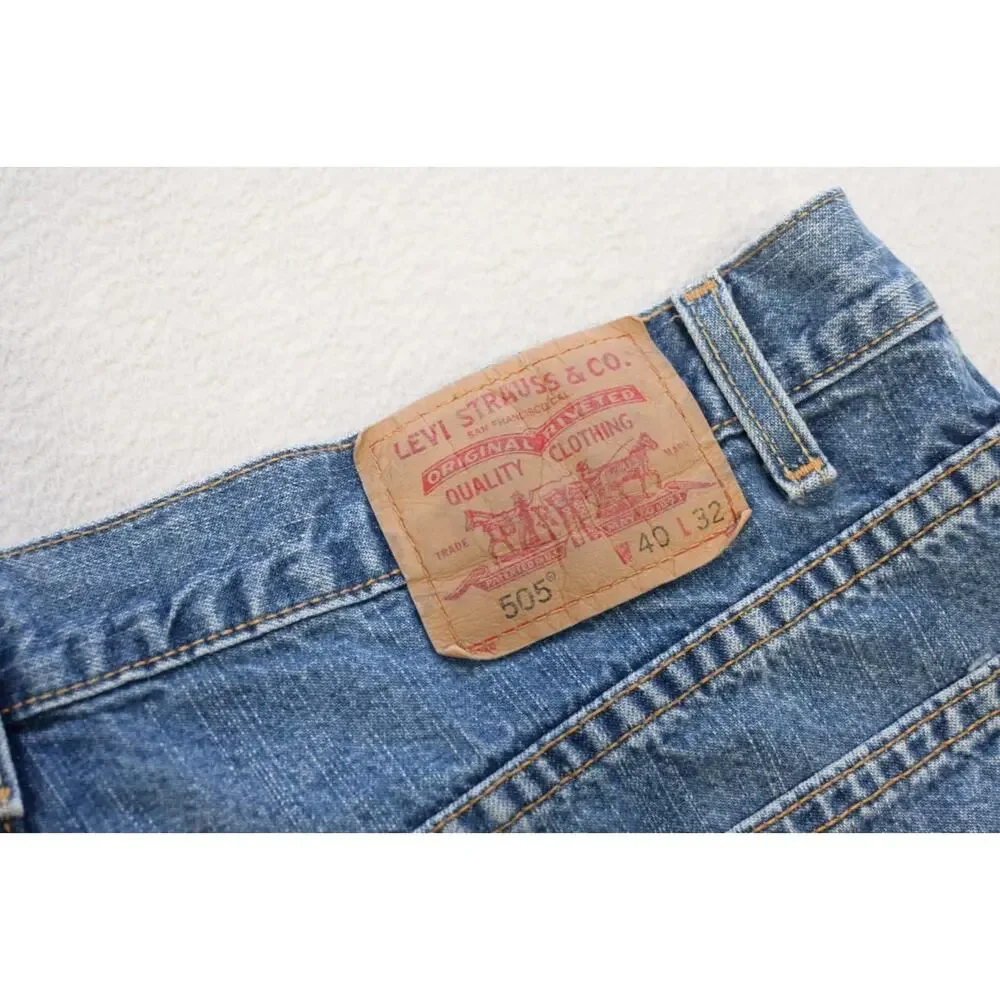 Levi's 505 Regular Fit Straight Rugged Denim Blue Jeans Mens Size 40 x‎ 32